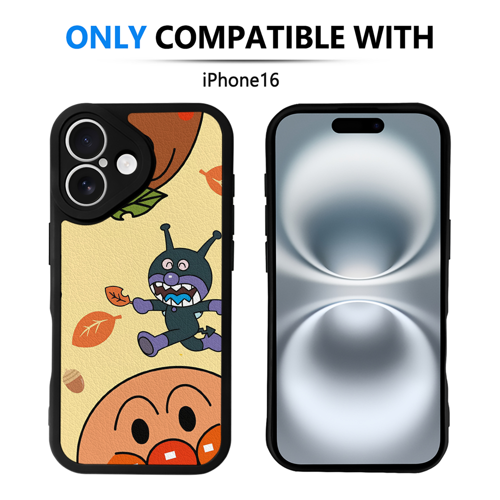 （画像用） アンパンマン Anpanman 【iPhone 16シリーズ対応】シリコンスマホケース（レザー調） 材質：シリコン